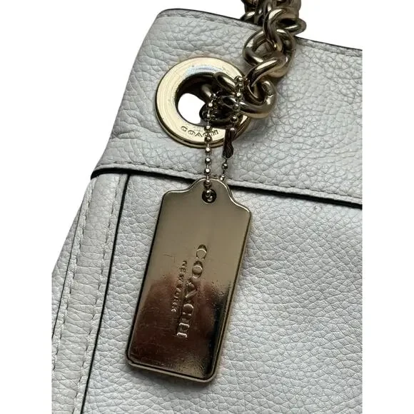 Coach Cream Turlock Edie Pebbled Leather Shoulder Bag - Picture 4 of 13